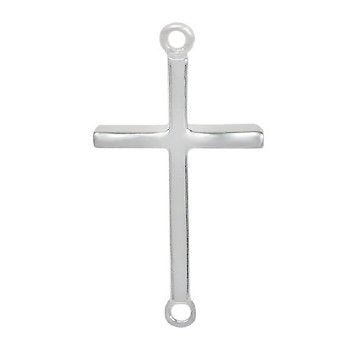 1, 18x9mm Sterling Silver Flat Cross Connector / Link