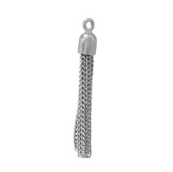 1 24x3mm Rhodium Plate on Sterling Silver Tassel Pendant