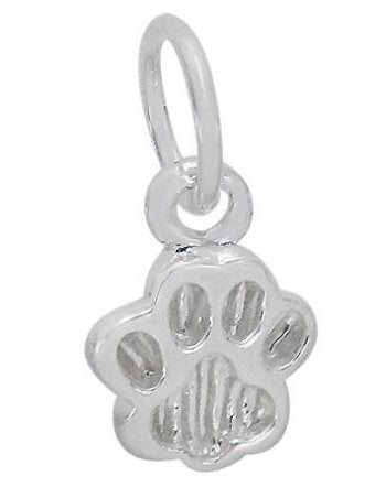 1, 9mm Sterling Silver Paw Print Charm Pendant