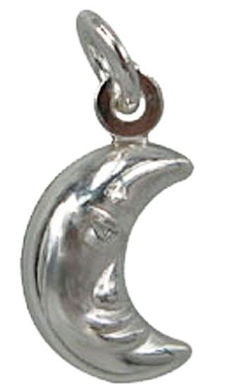 1 10x7mm Puffed Sterling Silver Moon Charm Pendant