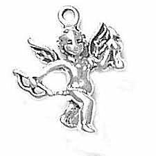 1 18.6x16mm Sterling Silver Cupid / Angel Pendant
