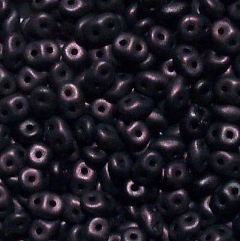 DUO-79022 - 10 Grams Jet Metallic Suede Dark Purple 2.5x5mm Superduo Beads