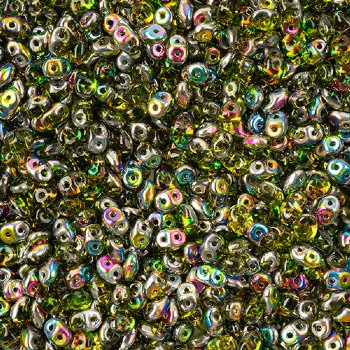 DUO50230- 10 Grams Olivine Vitrail 2.5x5mm Superduo Beads