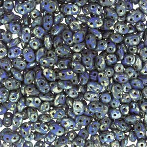 DUO533050 - 10 Grams Opaque Blue Picasso 2.5x5mm Superduo Beads