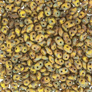 10 Grams Opaque Lemon Travertine 2.5x5mm Superduo Beads