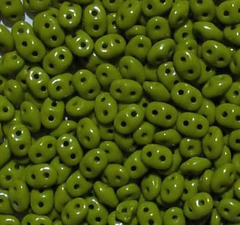 DUO-53420 - 10 Grams Opaque Medium Olive Green 2.5x5mm Superduo Beads