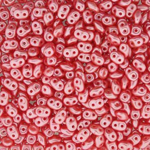 DUO525007 - 10 Grams Pastel Pearl Light Coral 2.5x5mm Superduo Beads
