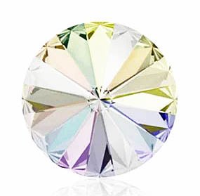 1, 14mm Silver Foiled Crystal AB Swarovski Rivoli Stone