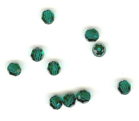 10 4mm Round Swarovski Emerald