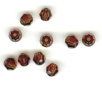 10 4mm Round Swarovski Smoke Topaz