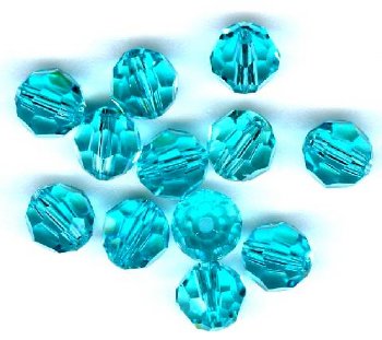 10 6mm Round Light Turquoise Swarovski Beads
