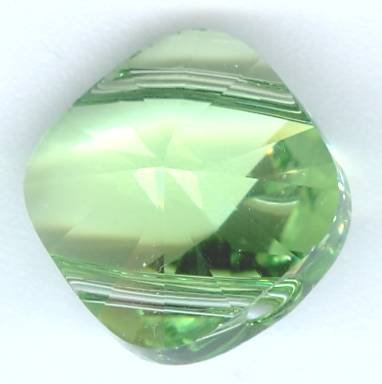 1 14mm Swarovski Peridot Square Double Hole Bead