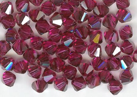 25 4mm Satin Fuchsia Bicone Swarovski