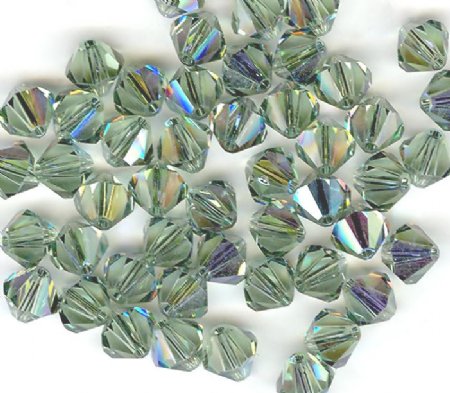 25 6mm Erinite AB Bicone Swarovski