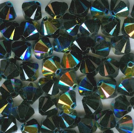 25 6mm Jet AB Swarovski Bicone Beads