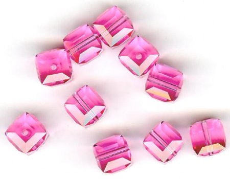 2 6mm Rose Swarovski Cubes