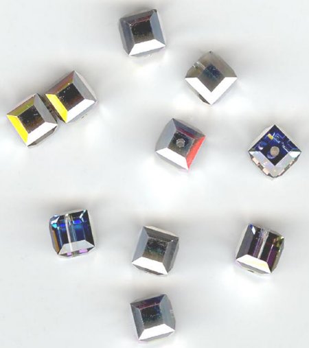 2 Meridian Blue 6mm Cube Swarovski