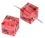 2 6mm Padparadscha Swarovski Cubes