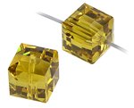 2 6mm Lime Swarovski Cubes