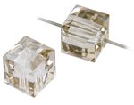 2 6mm Crystal Silver Shade Swarovski Cube Beads