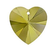 1 10mm Iridescent Green Swarovski Heart Pendant