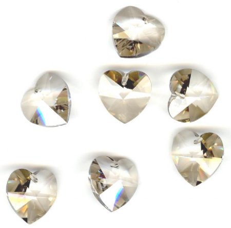 1 14mm Silver Shade Swarovski Heart