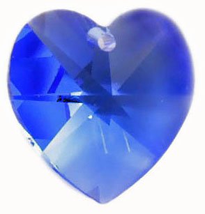 1 10mm Sapphire Swarovski Heart