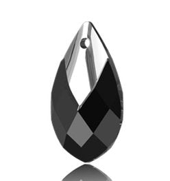 1, 18mm Metallic Light Chrome Capped Jet Pear Drop