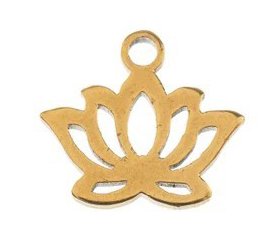 Pack of 6, 10x9mm Gold Sweet & Petite Water Lily / Lotus Charms