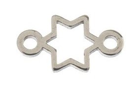 Pack of 10, 11.1x.6.4mm Silver Sweet & Petite Star Connector Links