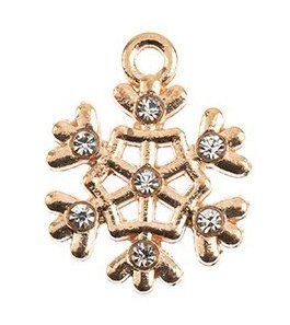 1, 18x14mm Gold Sweet & Petite Snowflake Holiday Charm
