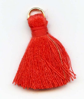 Pack of 10, 1 Inch Red Poly Cotton Tassels with Ring