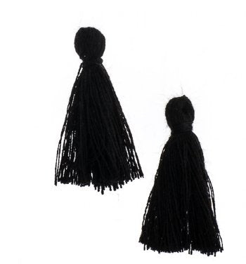Pack of 10, 1 Inch Black Cotton Tassels