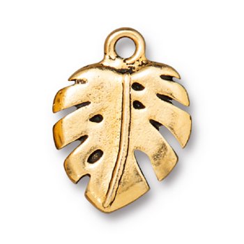 1, 14.5x19.25mm TierraCast Antique Gold Monstera Leaf Pendant