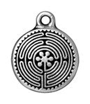 1 15mm TierraCast Antique Silver Labyrinth Pendant
