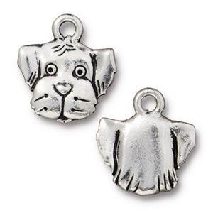 1, 16.5x15mm TierraCast Antique Silver Spot Dog Head Pendant