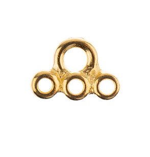 2, 9x6.2mm 3 Strand TierraCast Gold Stitch-In Link