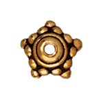 1, 8mm TierraCast Antique Gold Beaded Star Bead Cap