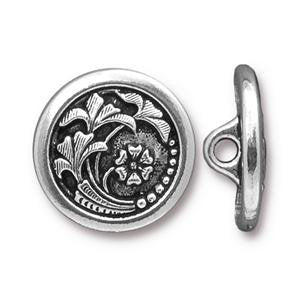 1, 17mm Antique Silver TierraCast Czech Flower Button