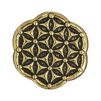 1, 17mm Antique Gold TierraCast Flower of Life Button