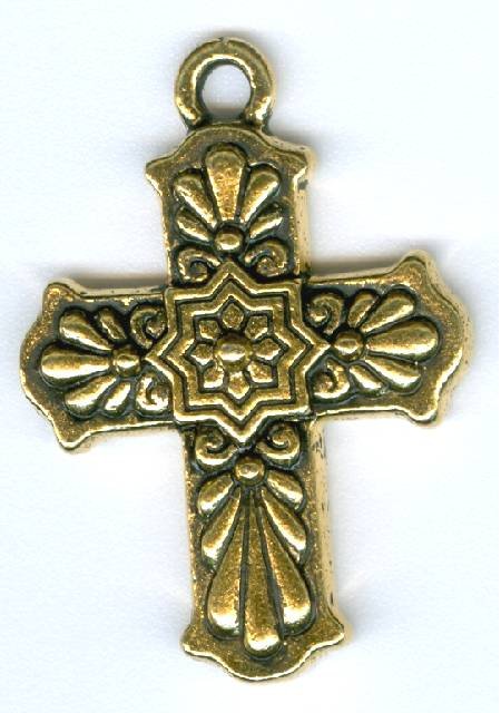 1 29x21mm TierraCast Antique Gold Talavera Cross