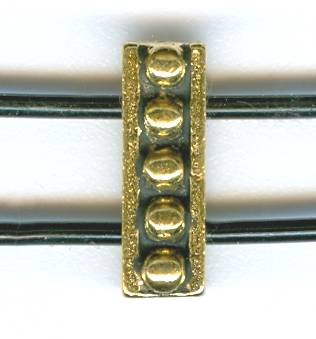 1 4x10mm 2-Hole Antique Gold TierraCast Beaded Spacer Bar