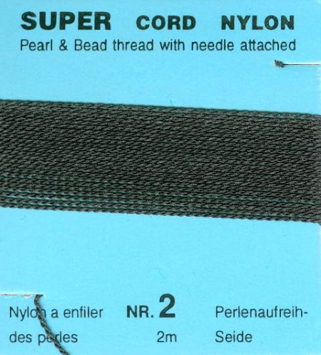 2 Meters of 2mm Black Nylon Thread with Needle