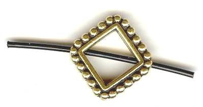 1 13mm TierraCast Antique Gold Beaded Diagonal Diamond Bead Frame