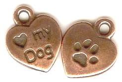 1 12x10mm TierraCast Antique Copper I Love My Dog Pendant