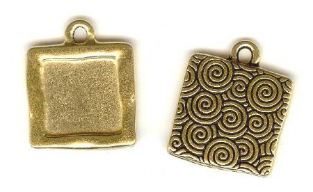 1 21x18mm TierraCast Antique Gold Square Pendant Frame