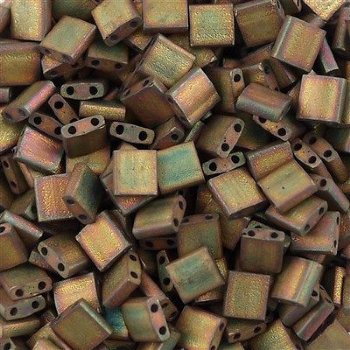 TL2035 5.2 Grams Opaque Matte Metallic Khaki Iris Two Hole Miyuki Tila Beads