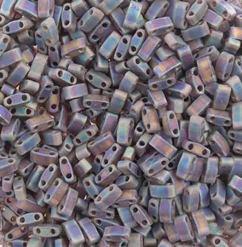 TLHC-0135FR 5.2 Grams Transparent Matte Chocolate Brown AB Half Cut Two Hole Miyuki Tila Beads