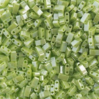 TLHC-0439 5.2 Grams Opaque Chartreuse Lustre Half Cut Two Hole Miyuki Tila Beads