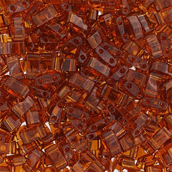 TLHC-0134 5.2 Grams Transparent Dark Amber Half Cut Two Hole Miyuki Tila Beads